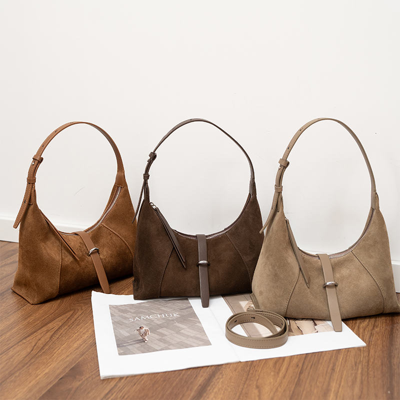 Leather Work Handbags For Women - Ladies' suede handbag designer style fashionable