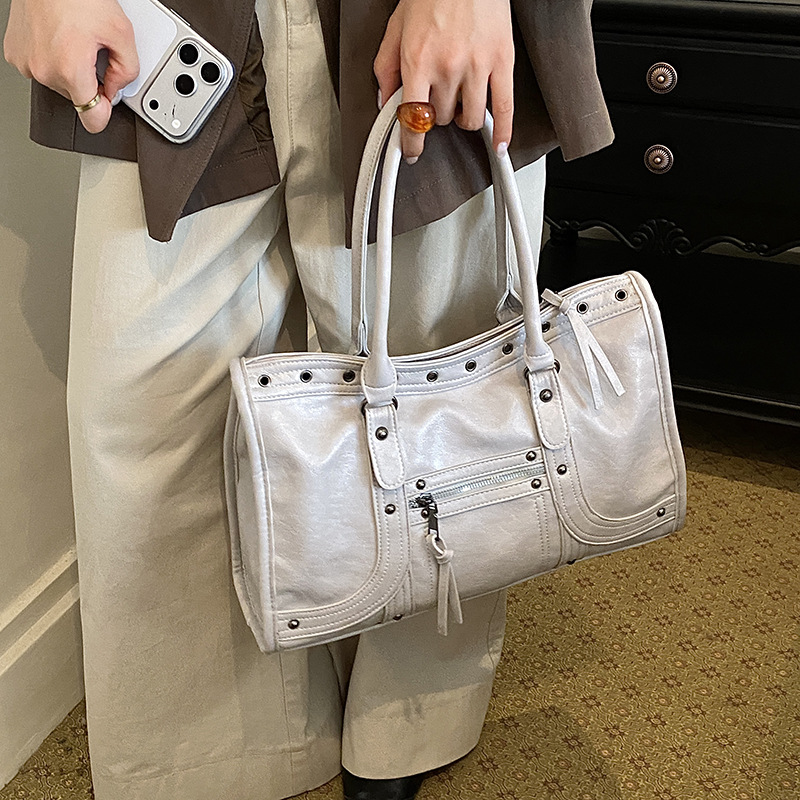 Leather Work Handbags For Women - Motorcycle Handbag Retro Women Shoulder Crossbody