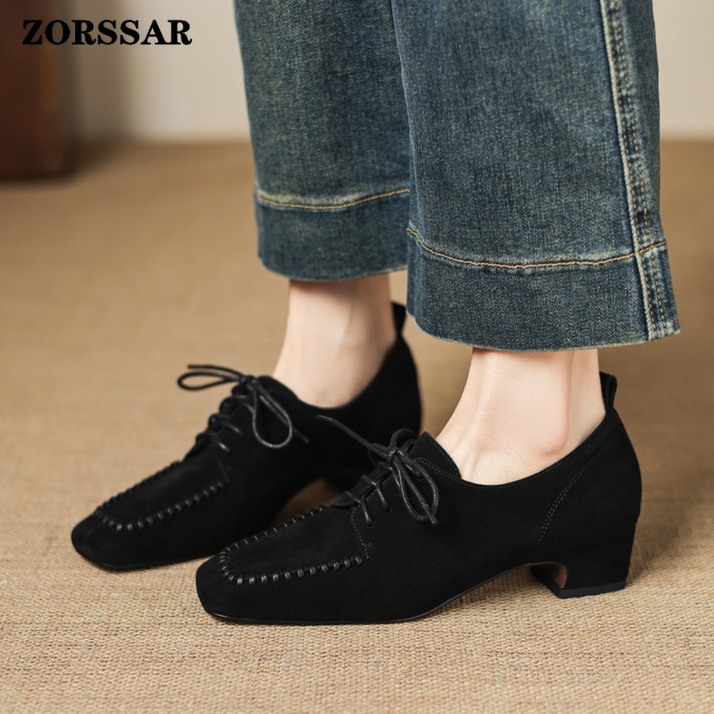 Women's Brown Suede Square Toe - đánh giá và giá Leather Work Oxfords