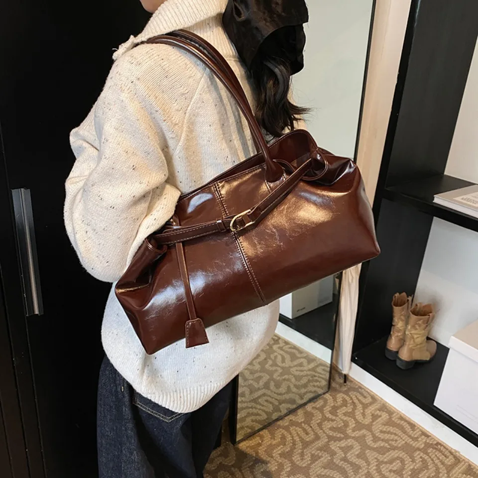Winter Oil PU Leather Hobo Han - đánh giá và giá Leather Work Handbags For Women