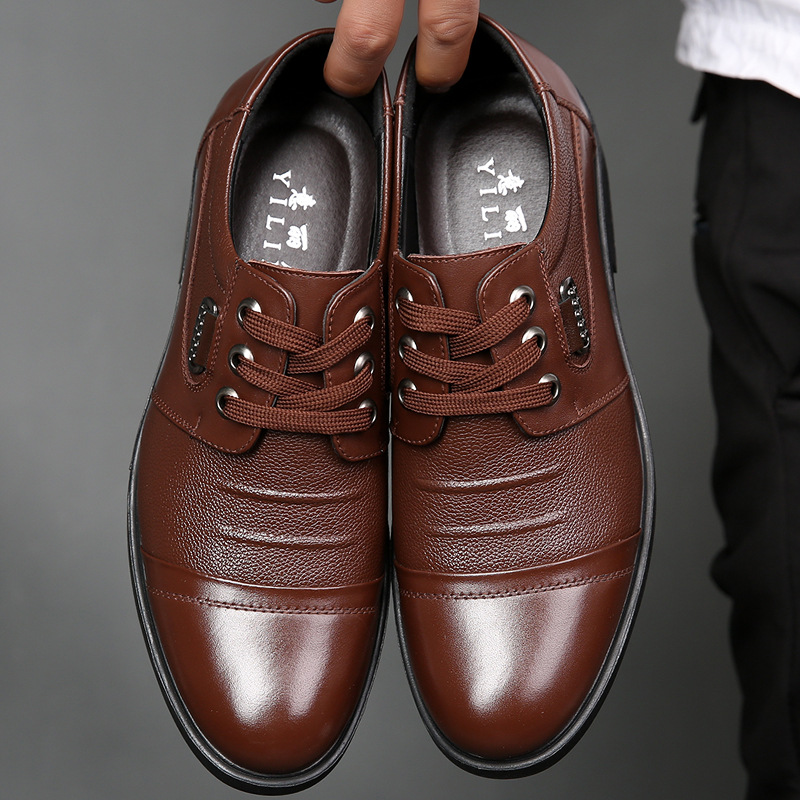 Mùa Đông Nam Da Thật Chính Hãn - đánh giá và giá Leather Work Oxfords